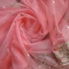 Baby Pink pure Organza Gara embroidery cut work border saree