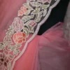 Baby Pink pure Organza Gara embroidery cut work border saree