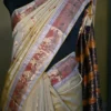 Biscuit on Red n Golden Zari work n Red anchal Baluchuri Pure Silk saree