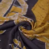 Mustard yellow on Black Hand Batik Print Pure silk saree