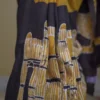 Mustard yellow on Black Hand Batik Print Pure silk saree