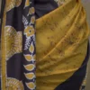 Mustard yellow on Black Hand Batik Print Pure silk saree
