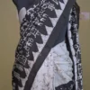 Off white on Bolpur Hand Batik n Black on Warli print Pure silk saree