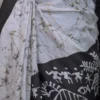 Off white on Bolpur Hand Batik n Black on Warli print Pure silk saree