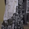 Off white on Bolpur Hand Batik n Black on Warli print Pure silk saree