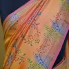 Pink Orange Dual Tone Katan on Hand Block Discharge Print Pure Silk Saree