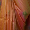 Pink Orange Dual Tone Katan on Hand Block Discharge Print Pure Silk Saree