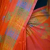 Orange Pink Dual Tone Katan on Hand Block Discharge Print Pure Silk Saree