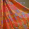 Orange Pink Dual Tone Katan on Hand Block Discharge Print Pure Silk Saree