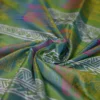 Sky Blue Green Dual Tone Katan on Hand Block Discharge Print Pure Silk Saree