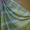 Sky Blue Green Dual Tone Katan on Hand Block Discharge Print Pure Silk Saree