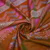 Light Green Orange Dual Tone Katan on Hand Block Discharge Print Pure Silk Saree