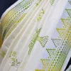 Off White Katan on Hand Block Discharge Print Pure Silk Saree