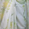 Off White Katan on Hand Block Discharge Print Pure Silk Saree