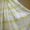 Off White Katan on Hand Block Discharge Print Pure Silk Saree