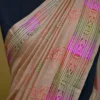 Biscuit Katan on Hand Block Discharge Print Pure Silk Saree