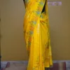 Bright Yellow Katan on Hand Block Discharge Print Pure Silk Sare