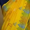 Bright Yellow Katan on Hand Block Discharge Print Pure Silk Sare