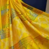Bright Yellow Katan on Hand Block Discharge Print Pure Silk Sare
