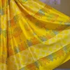 Bright Yellow Katan on Hand Block Discharge Print Pure Silk Sare