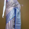 Lavender color with blue border kanjivaram work on Pure silk saree
