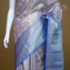Lavender color with blue border kanjivaram work on Pure silk saree