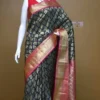 Black color with pink border kanjivaram work on Pure silk saree