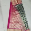 Black color with pink border kanjivaram work on Pure silk saree