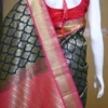 Black color with pink border kanjivaram work on Pure silk saree