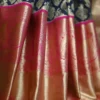 Black color with pink border kanjivaram work on Pure silk saree