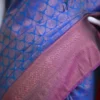Sky blue color with pink border kanjivaram work on Pure silk saree