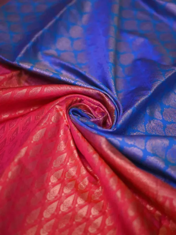 Sky blue color with pink border kanjivaram work on Pure silk saree