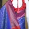 Sky blue color with pink border kanjivaram work on Pure silk saree