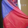 Sky blue color with pink border kanjivaram work on Pure silk saree