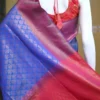 Sky blue color with pink border kanjivaram work on Pure silk saree