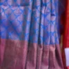 Sky blue color with pink border kanjivaram work on Pure silk saree