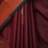 Brown color with green border kanjivaram work on Pure silk saree