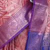 Rust color with blue border kanjivaram work on Pure silk saree