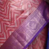 Rust color with blue border kanjivaram work on Pure silk saree