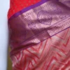 Rust color with blue border kanjivaram work on Pure silk saree