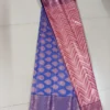 Rust color with blue border kanjivaram work on Pure silk saree