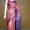Rust color with blue border kanjivaram work on Pure silk saree