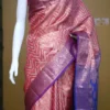 Rust color with blue border kanjivaram work on Pure silk saree