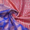 Rust color with blue border kanjivaram work on Pure silk saree