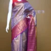 Lavender color with maroon border kanjivaram work on Pure silk saree