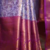 Lavender color with maroon border kanjivaram work on Pure silk saree