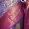 Lavender color with maroon border kanjivaram work on Pure silk saree