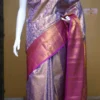 Lavender color with maroon border kanjivaram work on Pure silk saree