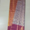 Lavender color with maroon border kanjivaram work on Pure silk saree