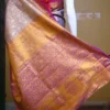 Lavender color with maroon border kanjivaram work on Pure silk saree